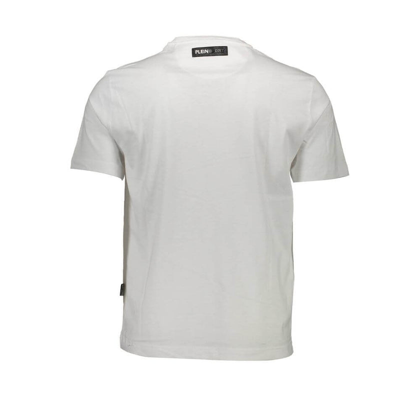 White Cotton Men T-ShirtStep into the world of high-octane style with this striking Plein Sport short sleeve T-shirt. Crafted for those who dare to stand out, this crew neck tee boasts bold contrasting details and a prominent logo that commands attention.