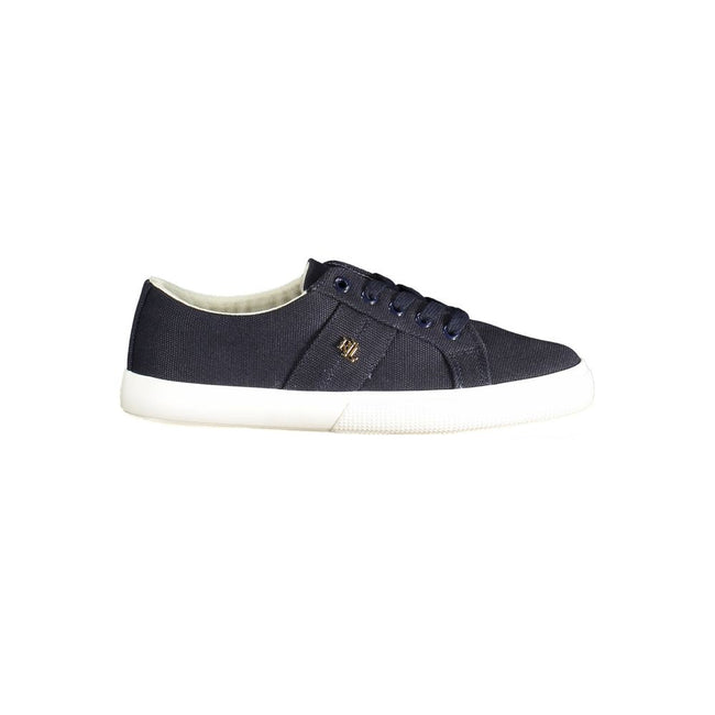 Blue Cotton Women SneakerInfuse your stride with a touch of classic charm and contemporary flair with these Ralph Lauren sneakers. Crafted for the trendsetter who refuses to compromise on comfort, this pair sports a delightful melange of cotton, polyester