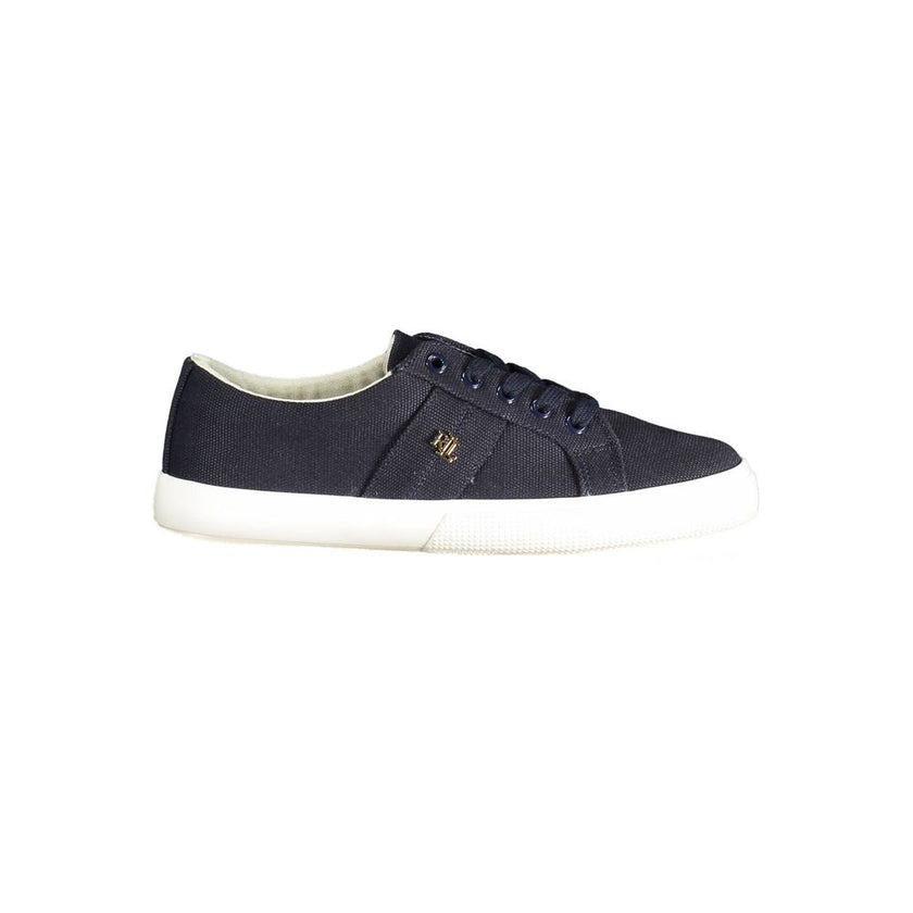 Blue Cotton Women SneakerInfuse your stride with a touch of classic charm and contemporary flair with these Ralph Lauren sneakers. Crafted for the trendsetter who refuses to compromise on comfort, this pair sports a delightful melange of cotton, polyester