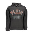 Black Cotton Men SweaterElevate your athleisure game with this bold Plein Sport hooded sweatshirt. A confluence of comfort and style, this long-sleeved marvel flaunts an audacious print complemented by striking contrasting details. The unmistakable Plein