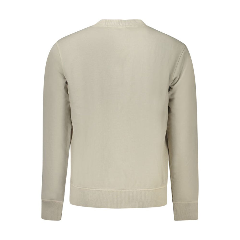 Beige Cotton Men SweaterElevate your style with this ultra-sleek Hugo Boss long sleeve sweatshirt. Designed for the fashion-forward individual, it boasts a sophisticated beige hue, complemented by a tastefully placed logo that commands attention. Brushed