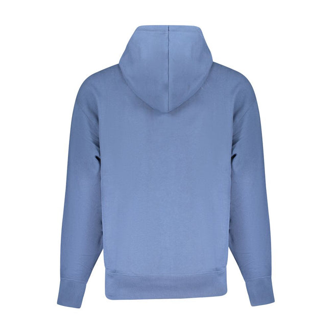 Blue Cotton Men SweaterIndulge in the epitome of casual luxury with this Hugo Boss long-sleeved, hooded sweatshirt. Brushed for that extra soft touch and featuring a sleek, central pocket, this piece is accented by a bold print and the unmistakable Hugo B