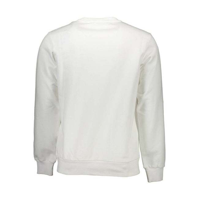 White Cotton Men SweaterEmbrace the urban edge with Diesel’s crisp white long sleeve sweatshirt. This crew neck masterpiece exudes contemporary style, adorned with an eye-catching print and the signature Diesel logo. Crafted from premium cotton to keep yo