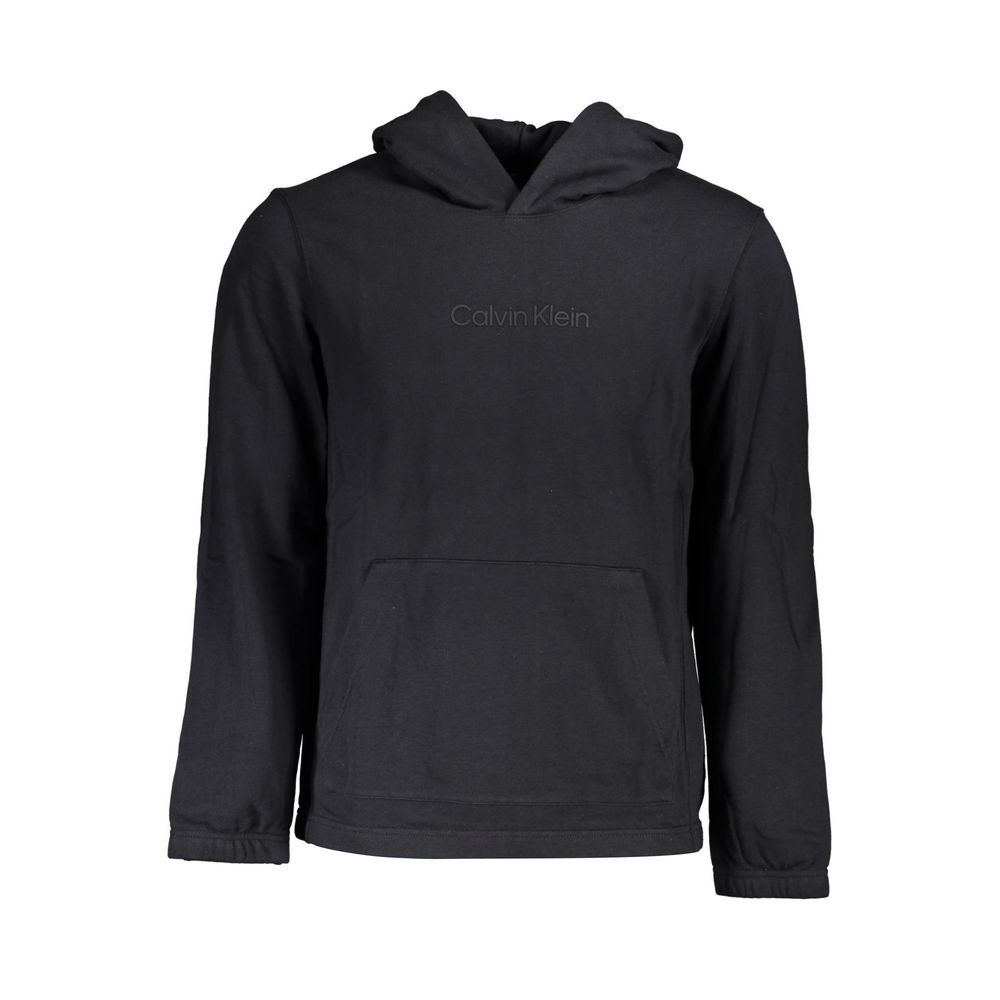 Black Cotton Men SweaterStep into the epitome of sleek comfort with this Calvin Klein long-sleeved sweatshirt. A perfect blend of urban appeal and timeless design, its brushed interior promises warmth, while the hood adds an extra layer of coziness. Featu