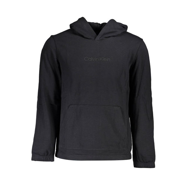 Black Cotton Men SweaterStep into the epitome of sleek comfort with this Calvin Klein long-sleeved sweatshirt. A perfect blend of urban appeal and timeless design, its brushed interior promises warmth, while the hood adds an extra layer of coziness. Featu