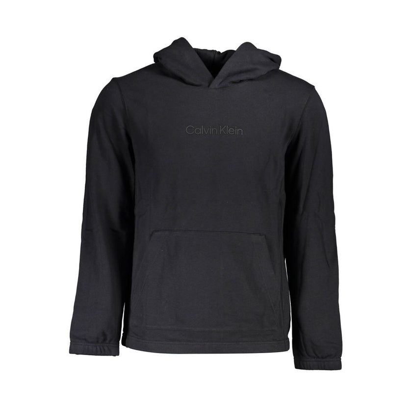 Black Cotton Men SweaterStep into the epitome of sleek comfort with this Calvin Klein long-sleeved sweatshirt. A perfect blend of urban appeal and timeless design, its brushed interior promises warmth, while the hood adds an extra layer of coziness. Featu