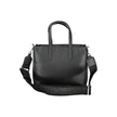 Black Polyester Women HandbagUnleash the epitome of urban-chic with the Calvin Klein masterpiece that seamlessly blends sustainability with style. Imagine the touch of sophistication with a bag that boasts dual handles for sheer elegance, a versatile adju