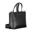 Black Polyester Women HandbagUnleash the epitome of urban-chic with the Calvin Klein masterpiece that seamlessly blends sustainability with style. Imagine the touch of sophistication with a bag that boasts dual handles for sheer elegance, a versatile adju