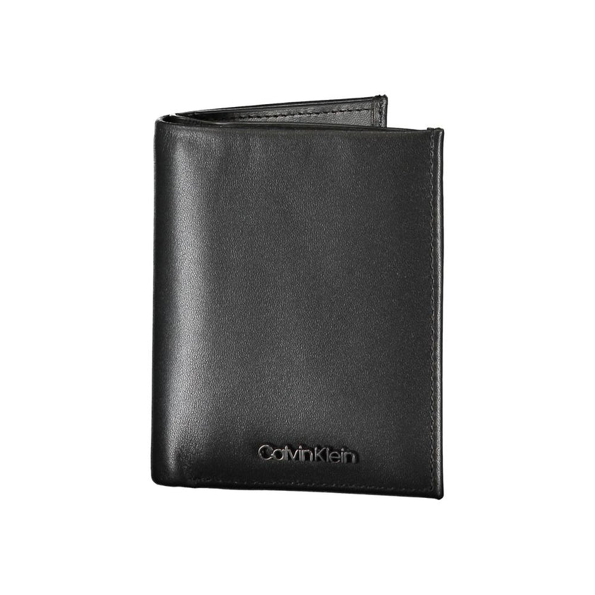 Sleek Black Leather RFID WalletEffortlessly organize your cards and cash with this sleek Calvin Klein wallet, designed for the modern man. Featuring RFID-blocking technology, it offers added security against data theft, while its double card space arrange