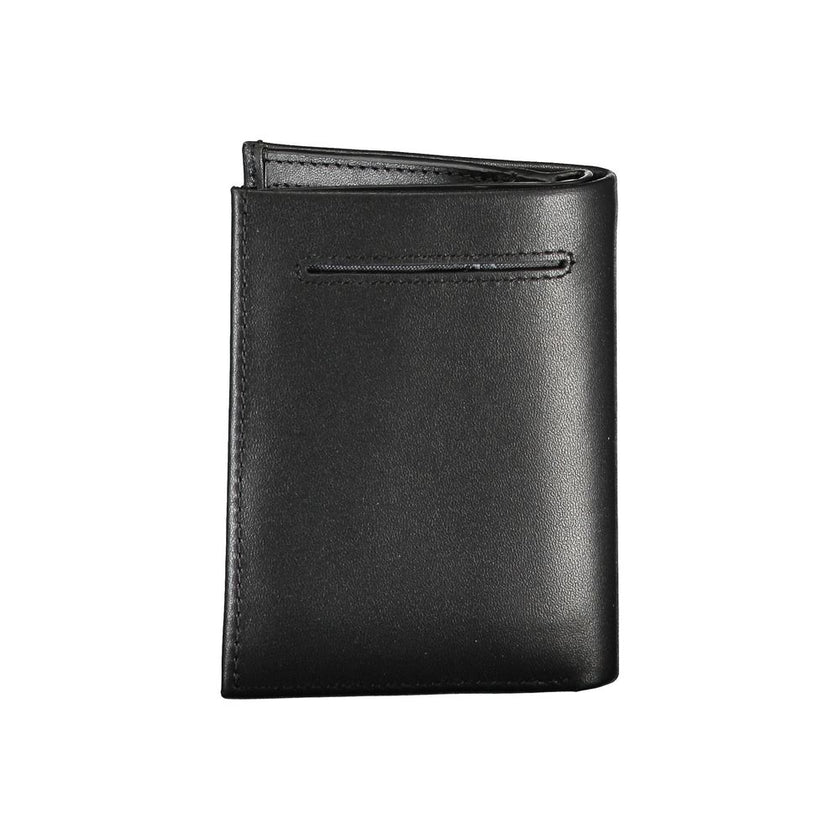 Sleek Black Leather RFID WalletEffortlessly organize your cards and cash with this sleek Calvin Klein wallet, designed for the modern man. Featuring RFID-blocking technology, it offers added security against data theft, while its double card space arrange