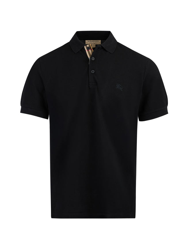 Black Cotton Collared Polo ShirtBURBERRY Gorgeous brand new, Black Cotton Collared Polo Shirt Art#: 8000913 Model: Short sleeve Polo Shirt Colour: Black Material: 100% Cotton Fitting: Regular Fit Logo details Made in ThailandBlack Cotton Collared Polo Shi