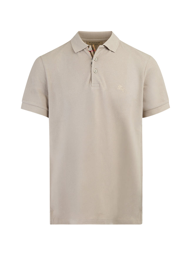 Pale Stone Cotton Collared Polo ShirtBURBERRY Gorgeous brand new, Pale StoneCotton Collared Polo Shirt Art#: 4005899 Model: Short sleeve Polo Shirt Colour: Pale Stone Material: 100% Cotton Fitting: Regular Fit Logo details Made in ThailandPale Stone Cotto