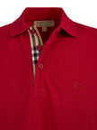 Red Cotton Collared Polo ShirtBURBERRY Gorgeous brand new, Red Cotton Collared Polo Shirt Art#: 8003122 Model: Short sleeve Polo Shirt Colour: Red Material: 100% Cotton Fitting: Regular Fit Logo details Made in ThailandRed Cotton Collared Polo Shirt${tags