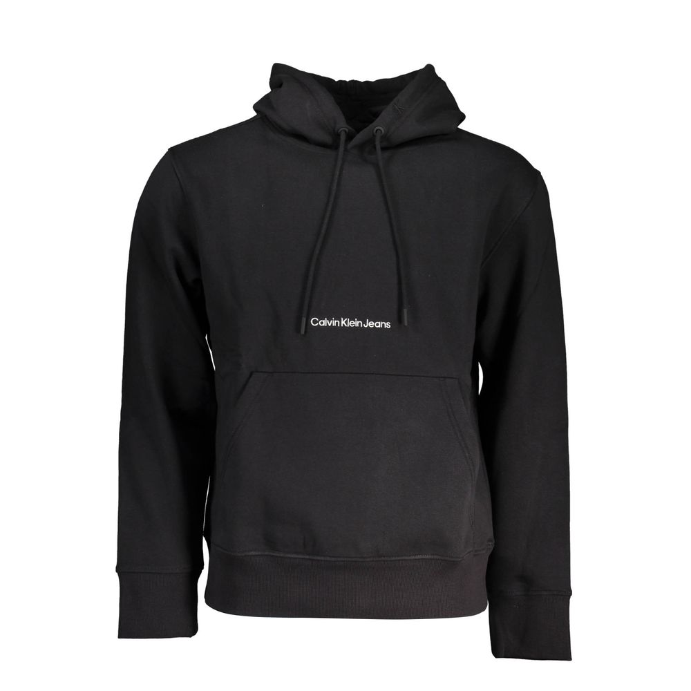 Black Cotton Men SweaterExperience the epitome of effortless style with this Calvin Klein hooded sweatshirt. Designed for the modern trendsetter, it features a luxurious blend of cotton and polyester, ensuring both comfort and durability. The focal point
