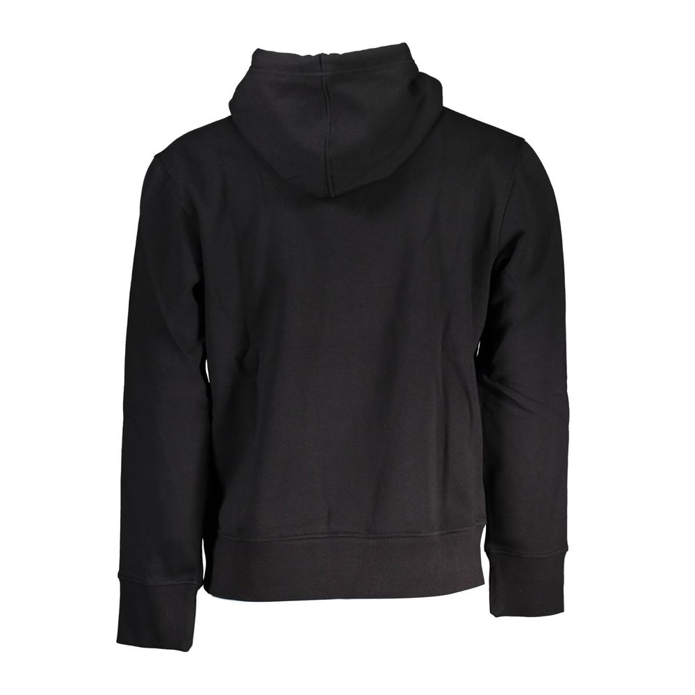 Black Cotton Men SweaterExperience the epitome of effortless style with this Calvin Klein hooded sweatshirt. Designed for the modern trendsetter, it features a luxurious blend of cotton and polyester, ensuring both comfort and durability. The focal point