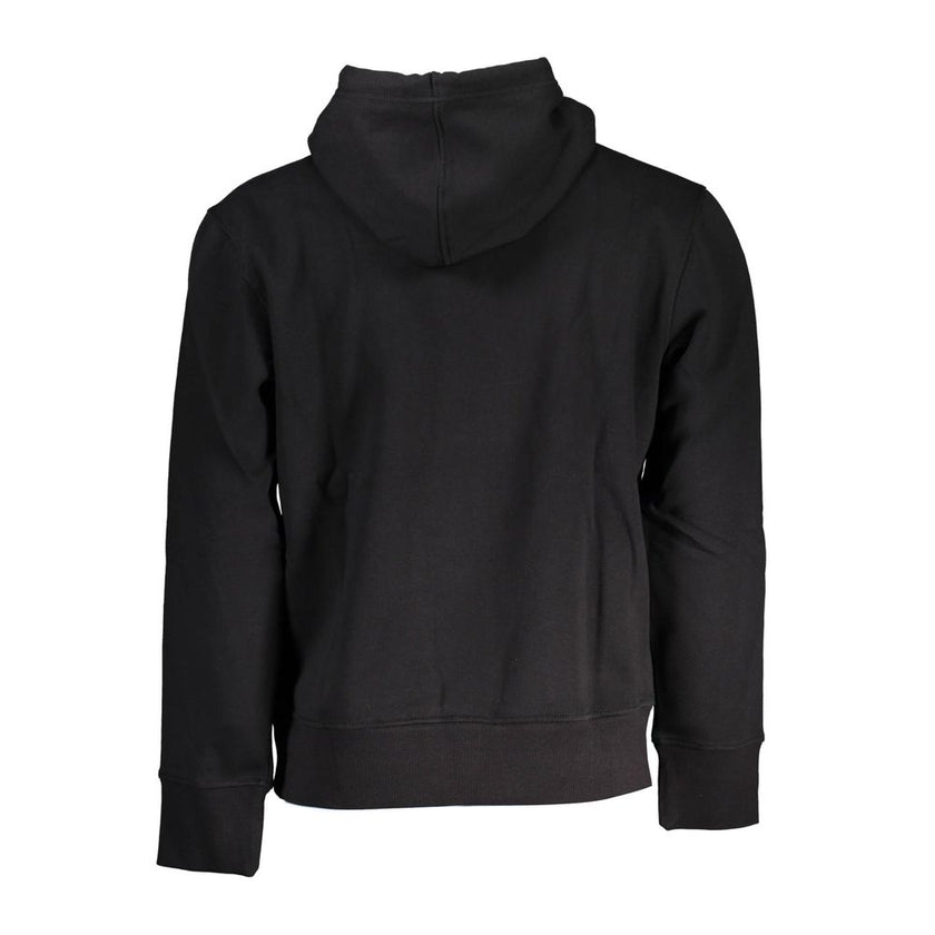 Black Cotton Men SweaterExperience the epitome of effortless style with this Calvin Klein hooded sweatshirt. Designed for the modern trendsetter, it features a luxurious blend of cotton and polyester, ensuring both comfort and durability. The focal point