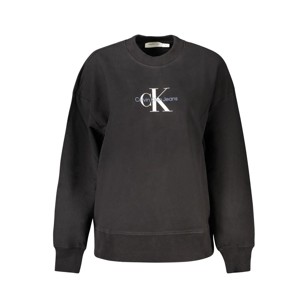 Black Cotton Women SweaterElevate your wardrobe with the sleek sophistication of Calvin Klein. Perfect for those who love to merge comfort with a bold fashion statement, this long-sleeve sweatshirt boasts a brushed finish and a prominent CK logo that comm