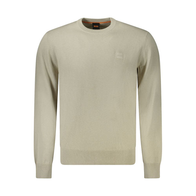 Beige Cotton Men SweaterElevate your wardrobe with a touch of sophistication in this Hugo Boss long-sleeved T-shirt. Impeccably crafted with a blend of soft cotton and luxurious cashmere, it promises both comfort and elegance. Featuring a classic crew nec