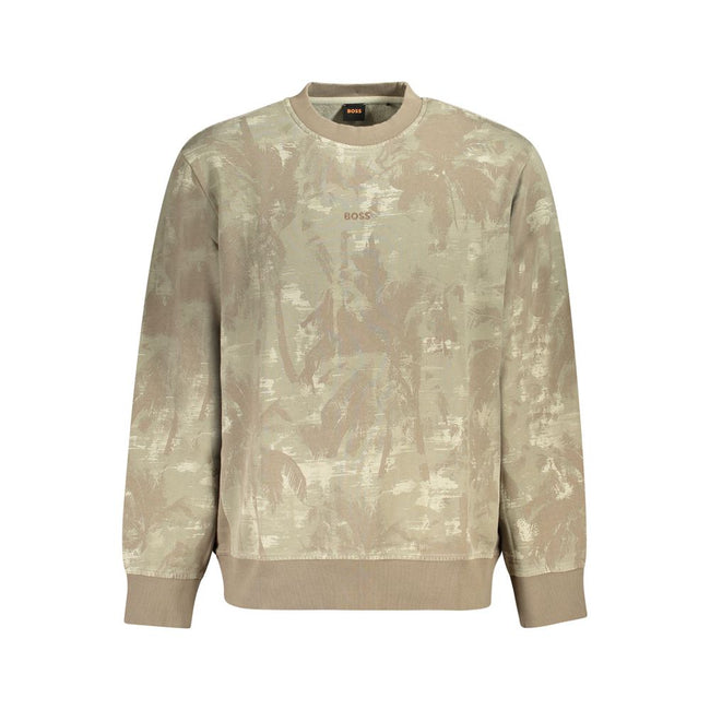 Brown Cotton Men SweaterElevate your off-duty wardrobe with the epitome of refined comfort from Hugo Boss. This long sleeve sweatshirt boasts a brushed interior for an ultra-soft touch, ensuring you don’t sacrifice ease for style. Adorned with precise emb