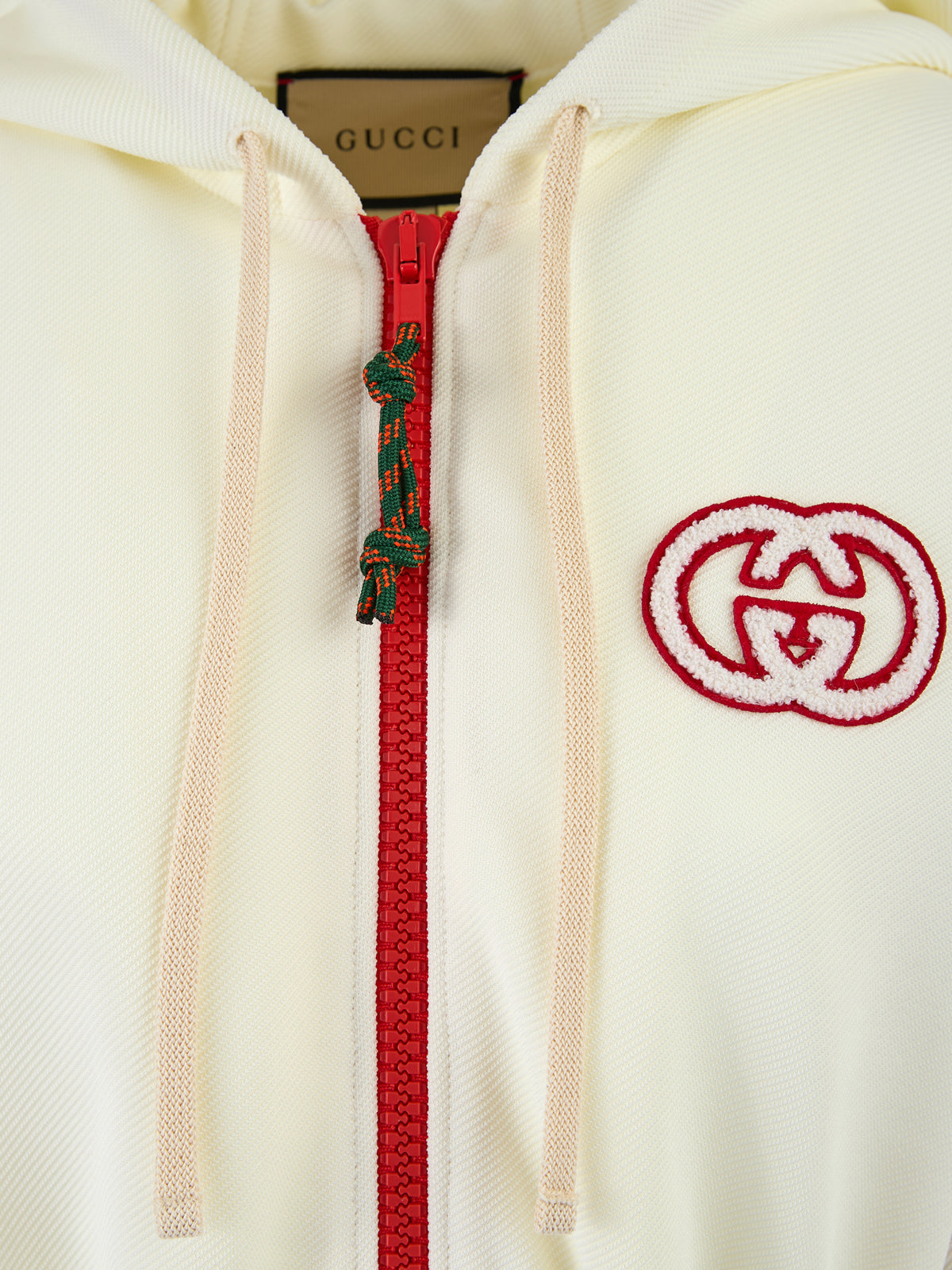 Cream Polyester Hooded Logo SweatsuitGUCCI Gorgeous brand new, 100% Authentic Gucci Hooded Logo Sweatsuit. Model: Sweatsuit Material: Polyester Color: Cream Logo details Made in Italy Very exclusive and high craftsmanshipCream Polyester Hooded Logo Sweats