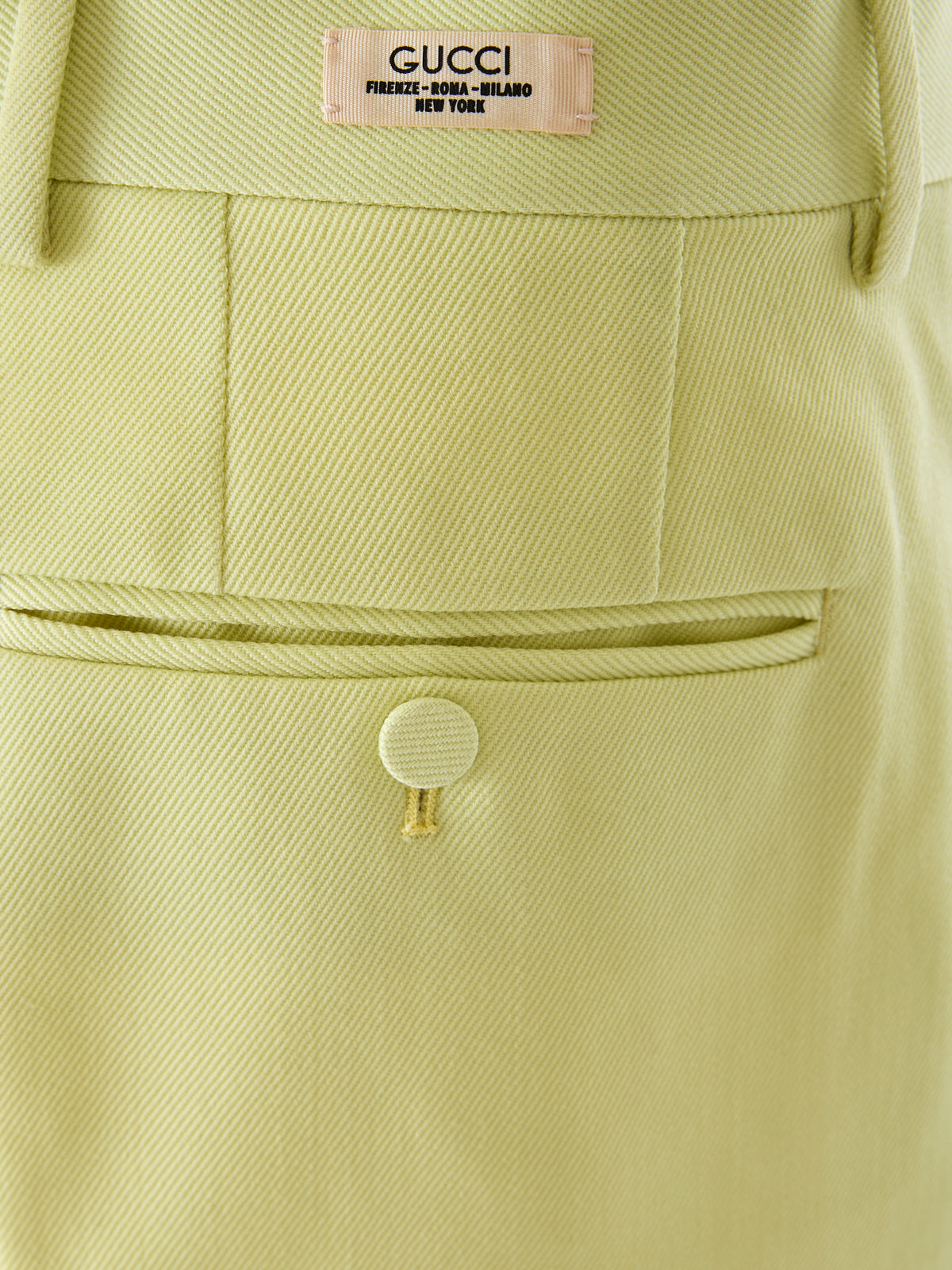 Lime Yellow Cotton Casual Pants by Gucci