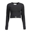 Black Lyocell Women SweaterElevate your wardrobe with the epitome of sleek sophistication: the Calvin Klein long-sleeved shirt. Meticulously crafted with a blend of elastane, lyocell, and polyamide, this piece offers a luxurious feel with just the right a