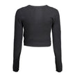 Black Lyocell Women SweaterElevate your wardrobe with the epitome of sleek sophistication: the Calvin Klein long-sleeved shirt. Meticulously crafted with a blend of elastane, lyocell, and polyamide, this piece offers a luxurious feel with just the right a