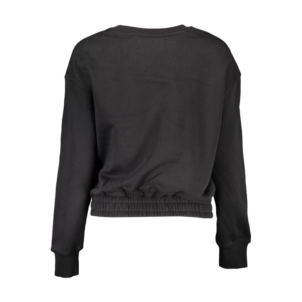 Black Cotton Women SweaterElevate your wardrobe with the Calvin Klein edge! This chic long-sleeved sweatshirt exudes trendsetting style. From the classic round neck to the playful contrasting details and signature Calvin Klein logo embroidery, it’s design