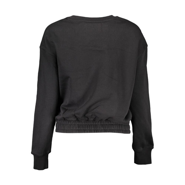Black Cotton Women SweaterElevate your wardrobe with the Calvin Klein edge! This chic long-sleeved sweatshirt exudes trendsetting style. From the classic round neck to the playful contrasting details and signature Calvin Klein logo embroidery, it’s design