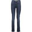 Blue Cotton Women JeansStep into the epitome of sleek sophistication with these Calvin Klein slim jeans. Meticulously crafted to flatter your silhouette, these jeans feature a contemporary 5-pocket design, complete with the iconic Calvin Klein logo for an