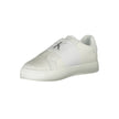White Leather Women SneakerStep out in style and make a statement with these Calvin Klein sneakers. Merging fashion-forward design with ultimate comfort, these sneakers feature a bold elastic band detailing that boasts the Calvin Klein logo for a touch of