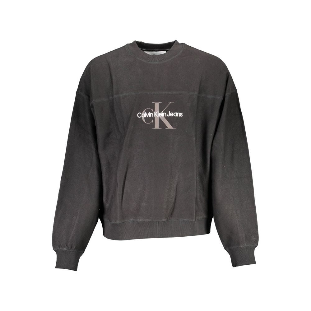 Black Cotton Men SweaterIndulge in the epitome of chic comfort with this Calvin Klein long sleeve sweatshirt. Featuring a classic crew neck cut and enhanced with eye-catching contrasting details, this piece is a testament to the brand’s commitment to supe