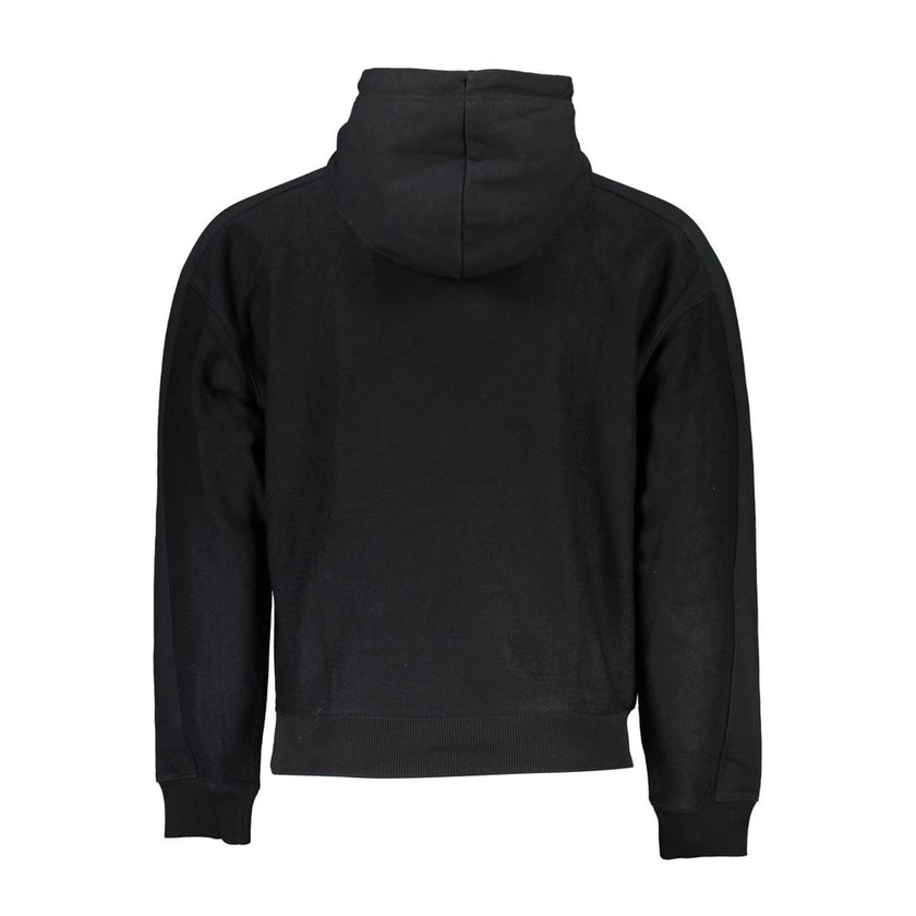 Black Cotton Men SweaterElevate your wardrobe with the sleek sophistication of a Calvin Klein masterpiece. This black hoodie exudes an air of effortless style, featuring a bold print and striking, contrasting details that catch the eye. Emblazoned with th