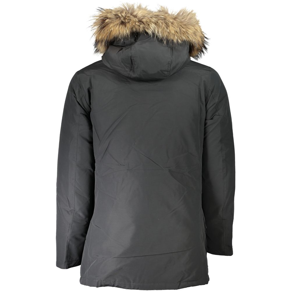 Gray Men's Luxury Parka with Removable Fur Hood