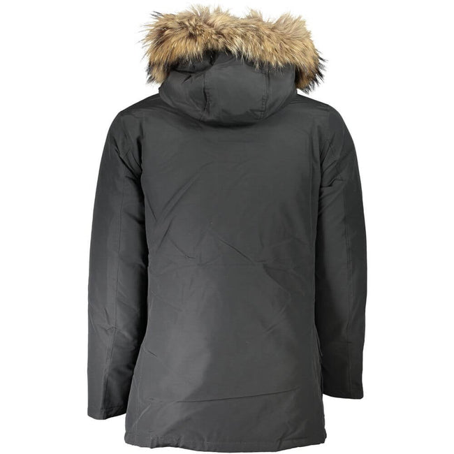Gray Cotton Men's JacketExperience the perfect blend of form and function with this Woolrich long-sleeved parka. A true symphony of style and utility, this gray parka boasts a cozy hood with removable fur, tailored to shield you from the elements without