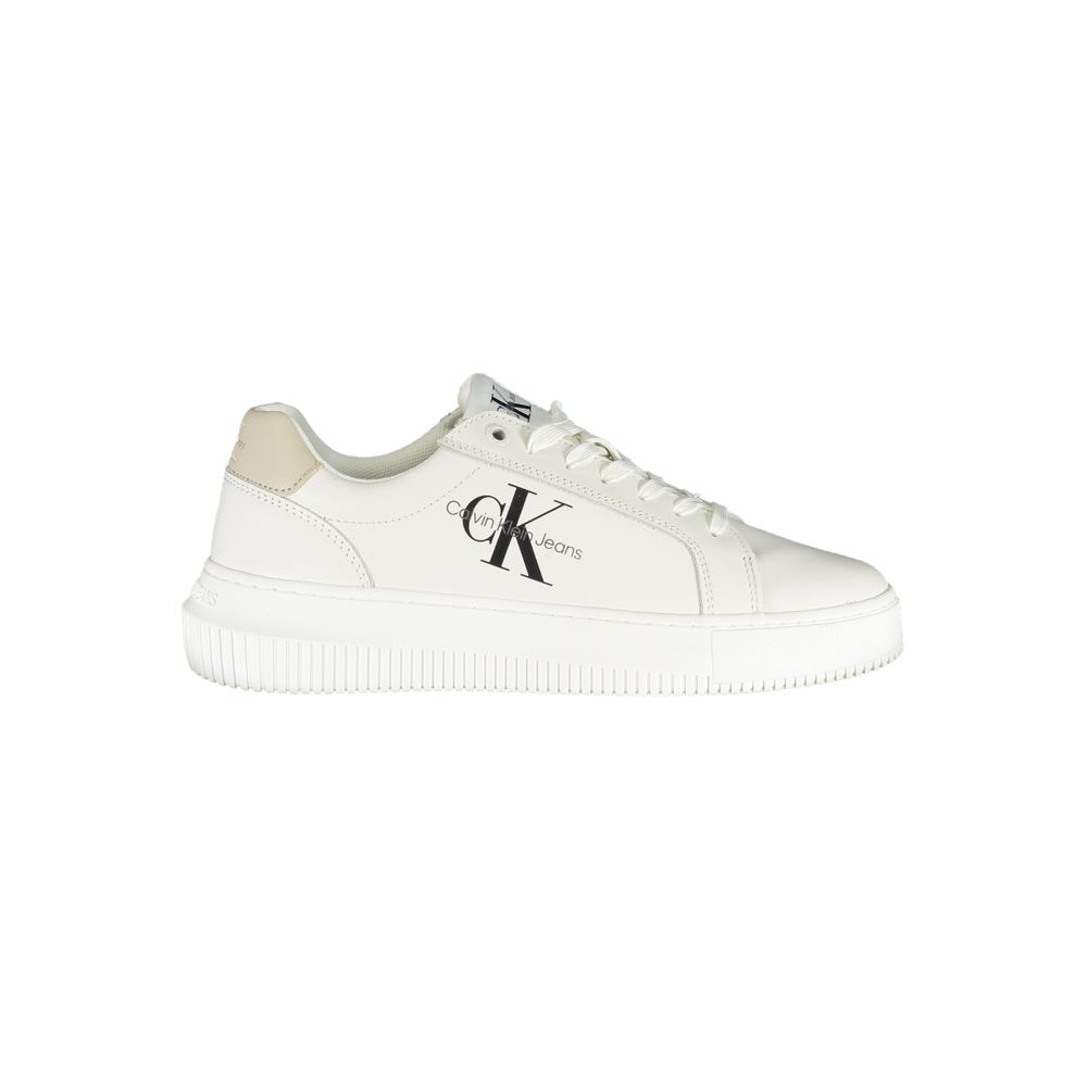 Chic White Lace-Up Sneakers with Contrast DetailsStep into sustainable style with these chic lace-up sneakers, featuring eye-catching contrast details and iconic branding. Crafted with a blend of materials that includes 50% recycled polyester, these sneak
