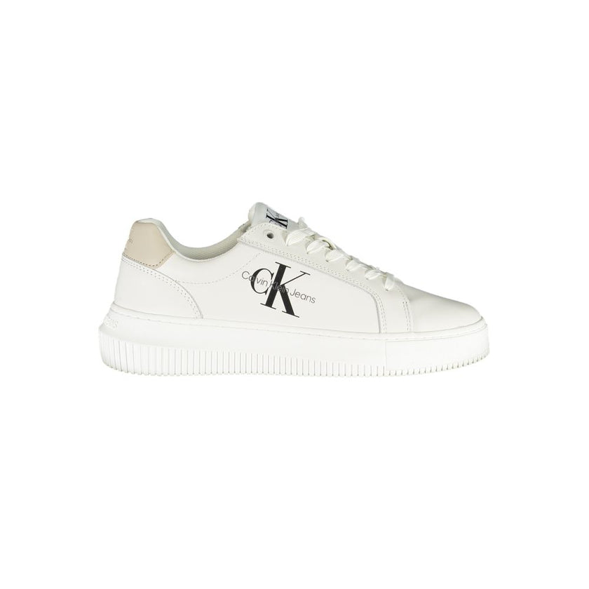 Chic White Lace-Up Sneakers with Contrast DetailsStep into sustainable style with these chic lace-up sneakers, featuring eye-catching contrast details and iconic branding. Crafted with a blend of materials that includes 50% recycled polyester, these sneak