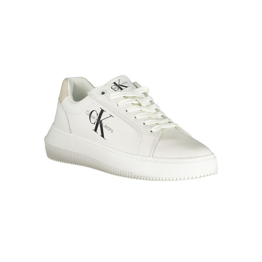 Chic White Lace-Up Sneakers with Contrast DetailsStep into sustainable style with these chic lace-up sneakers, featuring eye-catching contrast details and iconic branding. Crafted with a blend of materials that includes 50% recycled polyester, these sneak