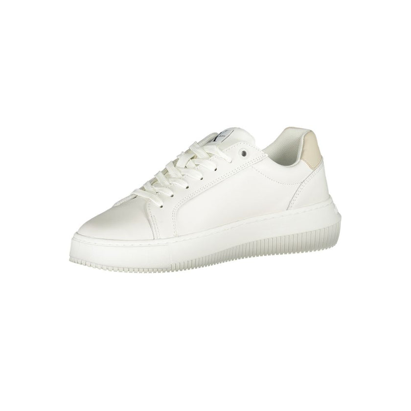 Chic White Lace-Up Sneakers with Contrast DetailsStep into sustainable style with these chic lace-up sneakers, featuring eye-catching contrast details and iconic branding. Crafted with a blend of materials that includes 50% recycled polyester, these sneak