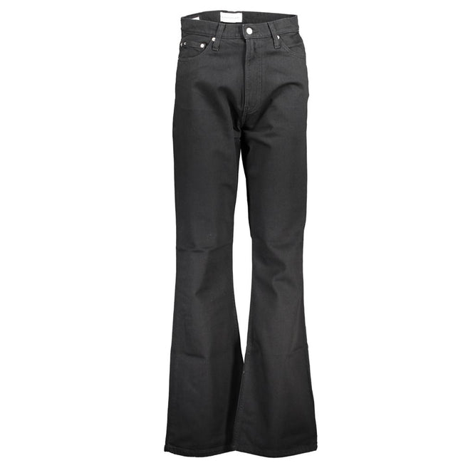 Black Cotton Women JeansIndulge in the timeless sophistication of Calvin Klein with these authentic boot jeans, designed to accentuate your silhouette with a hint of urban elegance. Crafted from a premium blend that includes 20% organic cotton, these jean