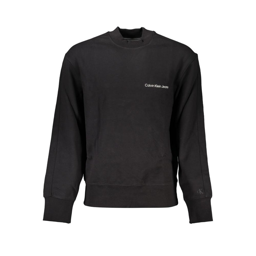 Black Cotton Men SweaterElevate your wardrobe with the unmistakable edge of Calvin Klein. This sleek black sweatshirt, crafted from 95% regenerative cotton, offers both eco-conscious sophistication and the label’s iconic style. A true staple for any moder