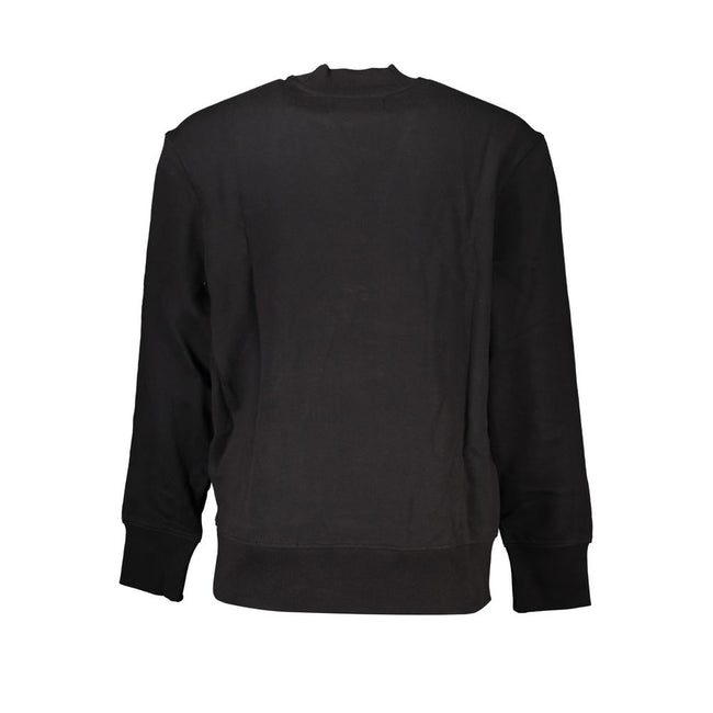 Black Cotton Men SweaterElevate your wardrobe with the unmistakable edge of Calvin Klein. This sleek black sweatshirt, crafted from 95% regenerative cotton, offers both eco-conscious sophistication and the label’s iconic style. A true staple for any moder