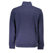 Blue Cotton Men Sweater with Half Zip ClosureElevate your wardrobe with the sleek sophistication of Hugo Boss’s latest creation. This long sleeve sweatshirt seamlessly blends comfort with contemporary style. Featuring a brushed finish and a smart half-zip