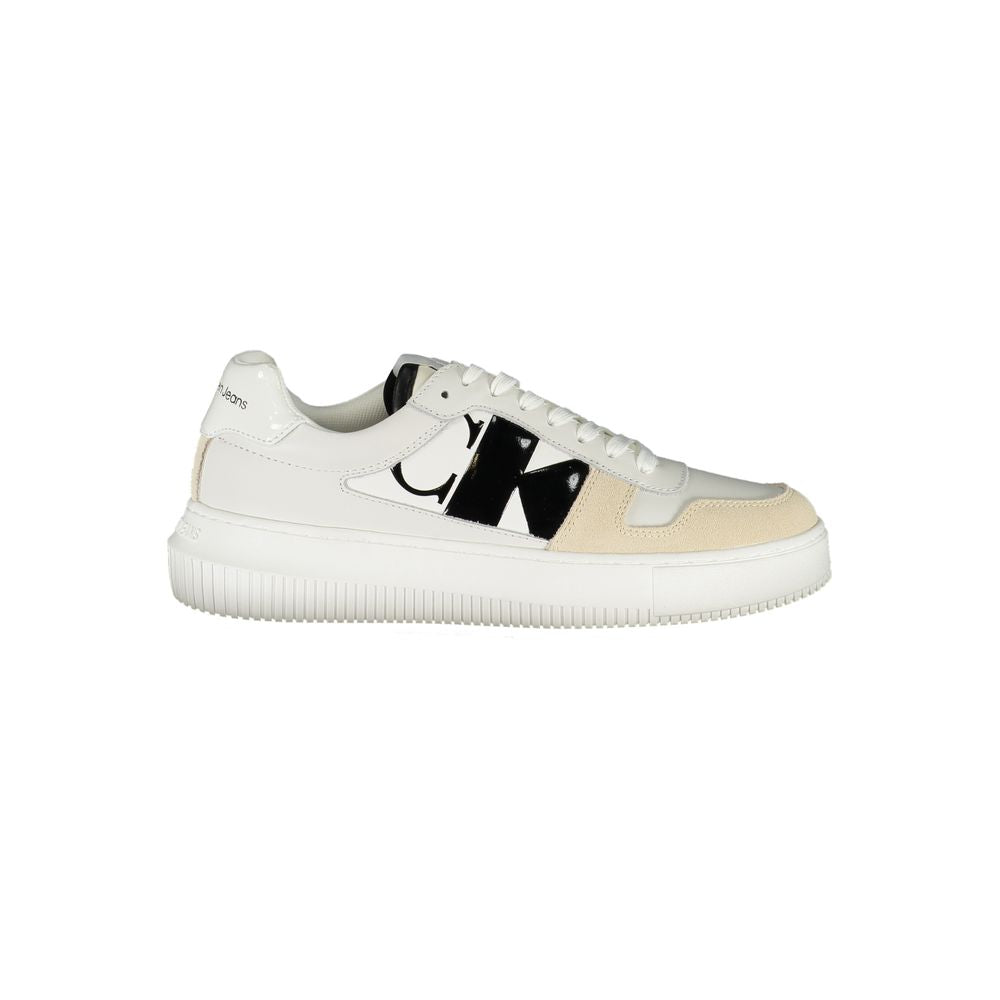 Elegant White Lace-Up Sneakers with Contrast DetailStep up your sneaker game with these elegant lace-up sports shoes from Calvin Klein, accented with eye-catching contrast details. The harmonious blend of materials offers both comfort and eco-conscious du