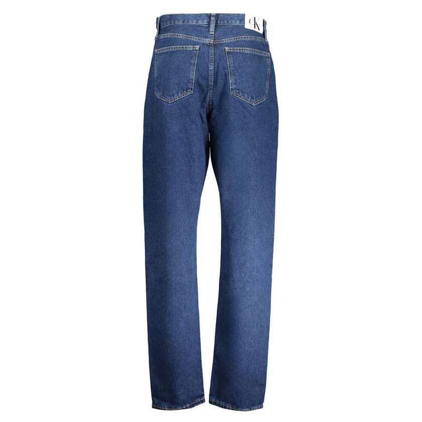 Blue Cotton Women JeansElevate your denim game with the timeless sophistication of Calvin Klein’s authentic slim straight jeans. Designed for the modern trendsetter, these jeans boast a sleek blue hue that exudes effortless style. With a flattering slim f