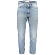 Blue Cotton Men JeansStep into the epitome of cool confidence with these authentic Calvin Klein Dad Jeans, designed for the daring and stylish. Meticulously crafted with 20% recycled cotton, they boast a washed effect for that perfect lived-in look. Top-n