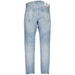Blue Cotton Men JeansStep into the epitome of cool confidence with these authentic Calvin Klein Dad Jeans, designed for the daring and stylish. Meticulously crafted with 20% recycled cotton, they boast a washed effect for that perfect lived-in look. Top-n