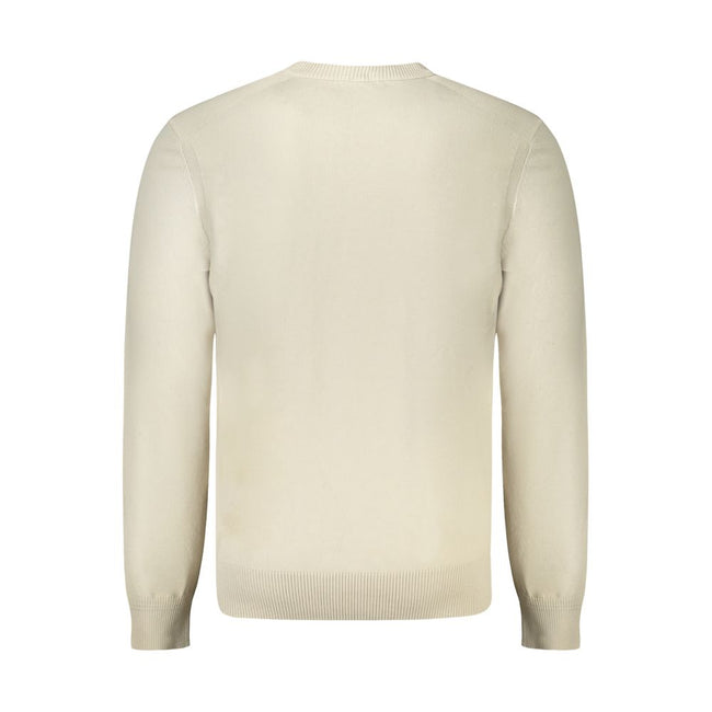 Beige Cotton Men SweaterElevate your wardrobe with the impeccable sophistication of Hugo Boss. This long-sleeved V-neck T-shirt is a testament to understated luxury. Crafted from a sumptuous blend of 85% cotton and kapok, it offers unparalleled comfort wi