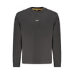 Black Cotton Men SweaterIndulge in the epitome of sleek sophistication with this Hugo Boss long sleeve sweatshirt. Crafted for the modern man, it boasts a brushed texture for ultimate comfort, a timeless crew neck, and a striking print that commands atten