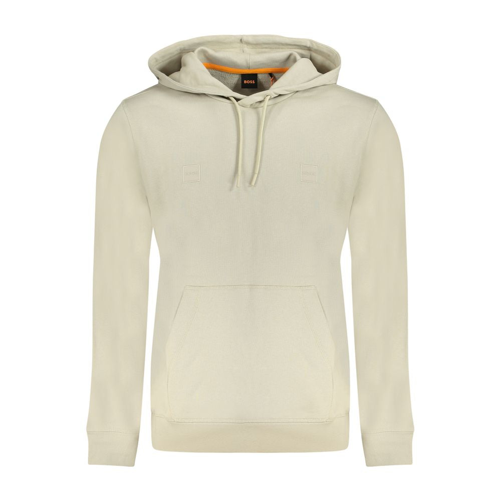 Beige Cotton Men SweaterIndulge in the epitome of casual sophistication with Hugo Boss’s beige long-sleeved hooded sweatshirt. Crafted from the finest brushed cotton for unparalleled comfort, this garment is both a nod to classic style and a statement of